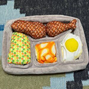FRISCO Plush Dog Toy: Microwave Dinner Squeaky, Small/Medium
